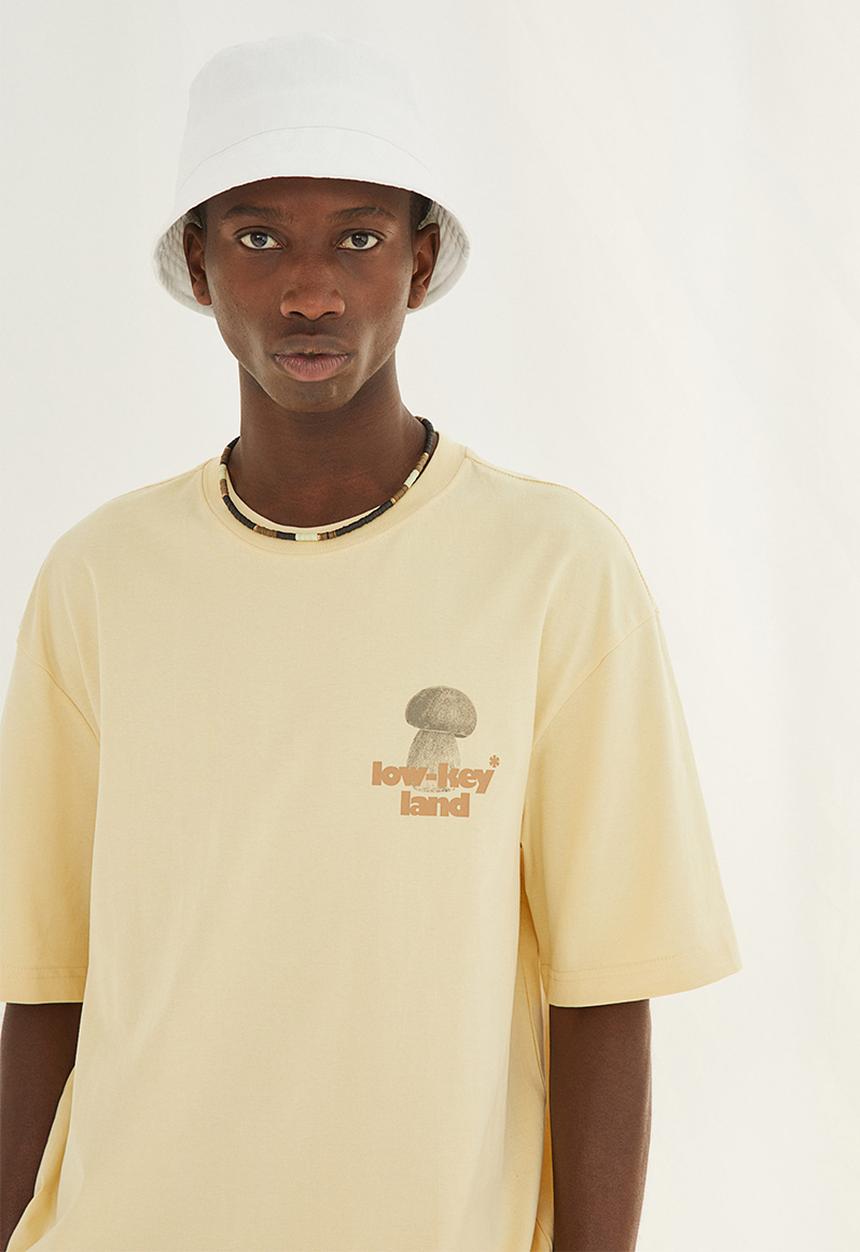 H&M - Relaxed fit cotton T-shirt - yellow/low-key land