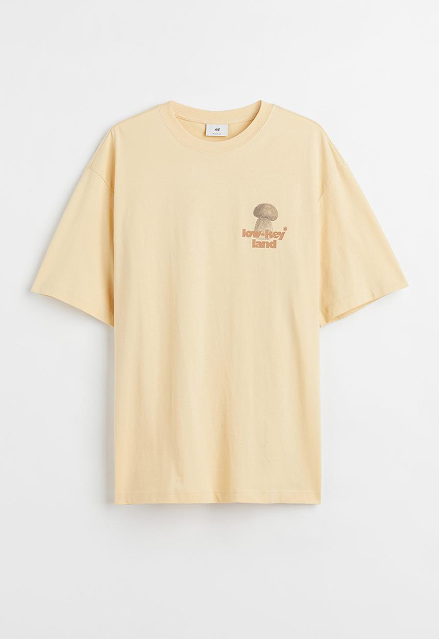 H&M - Relaxed fit cotton T-shirt - yellow/low-key land