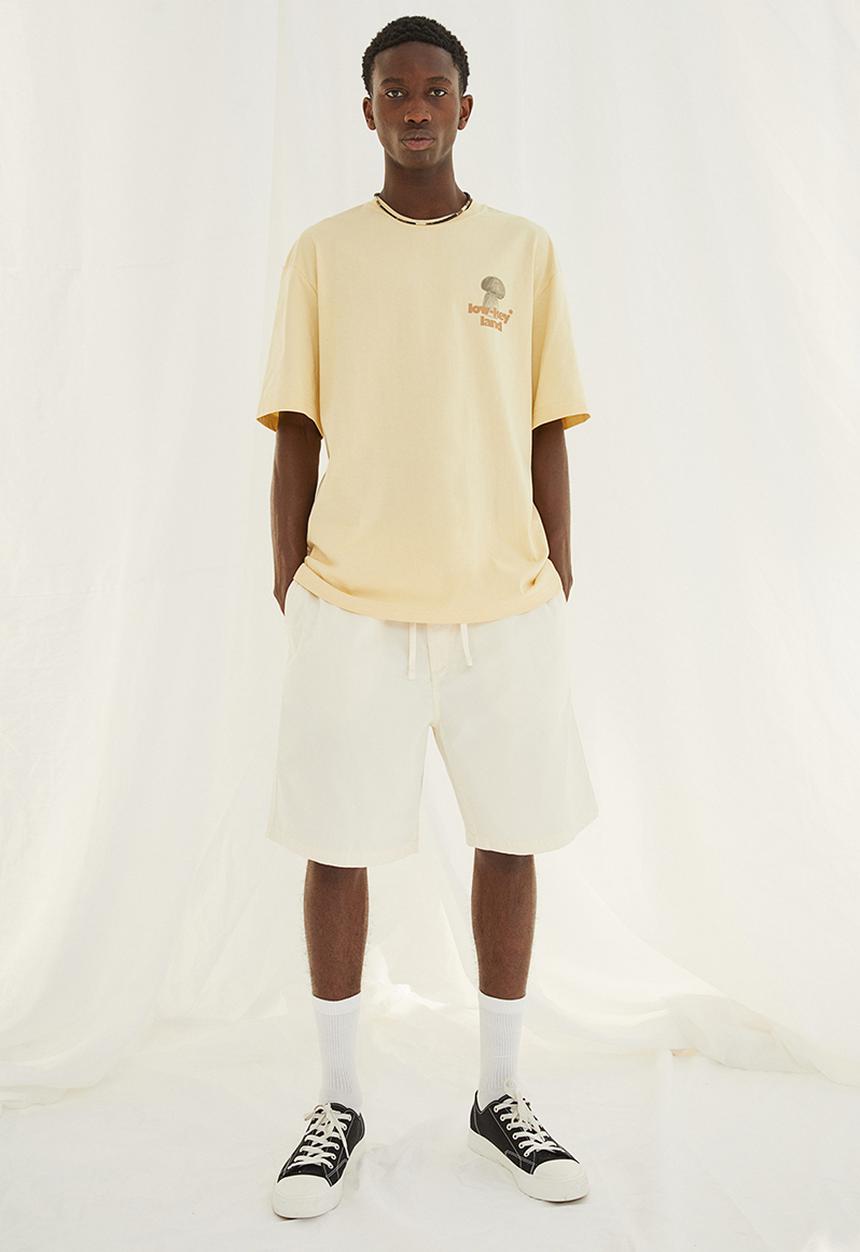 Relaxed fit cotton t-shirt - yellow/low-key land - 1032522033