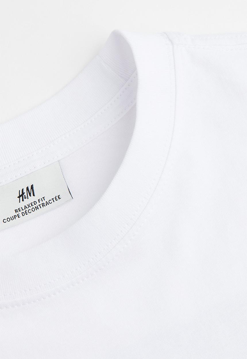 H&M - Relaxed fit cotton T-shirt - white/pause
