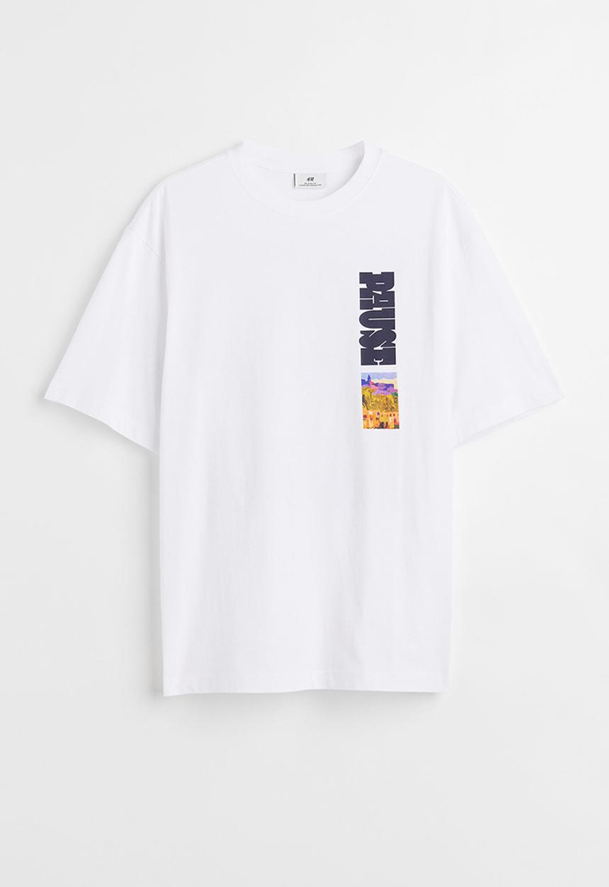 H&M - Relaxed fit cotton T-shirt - white/pause