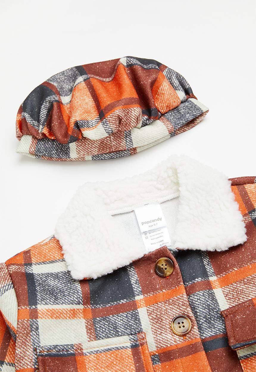Pop Candy - Girls check cropped jacket - orange