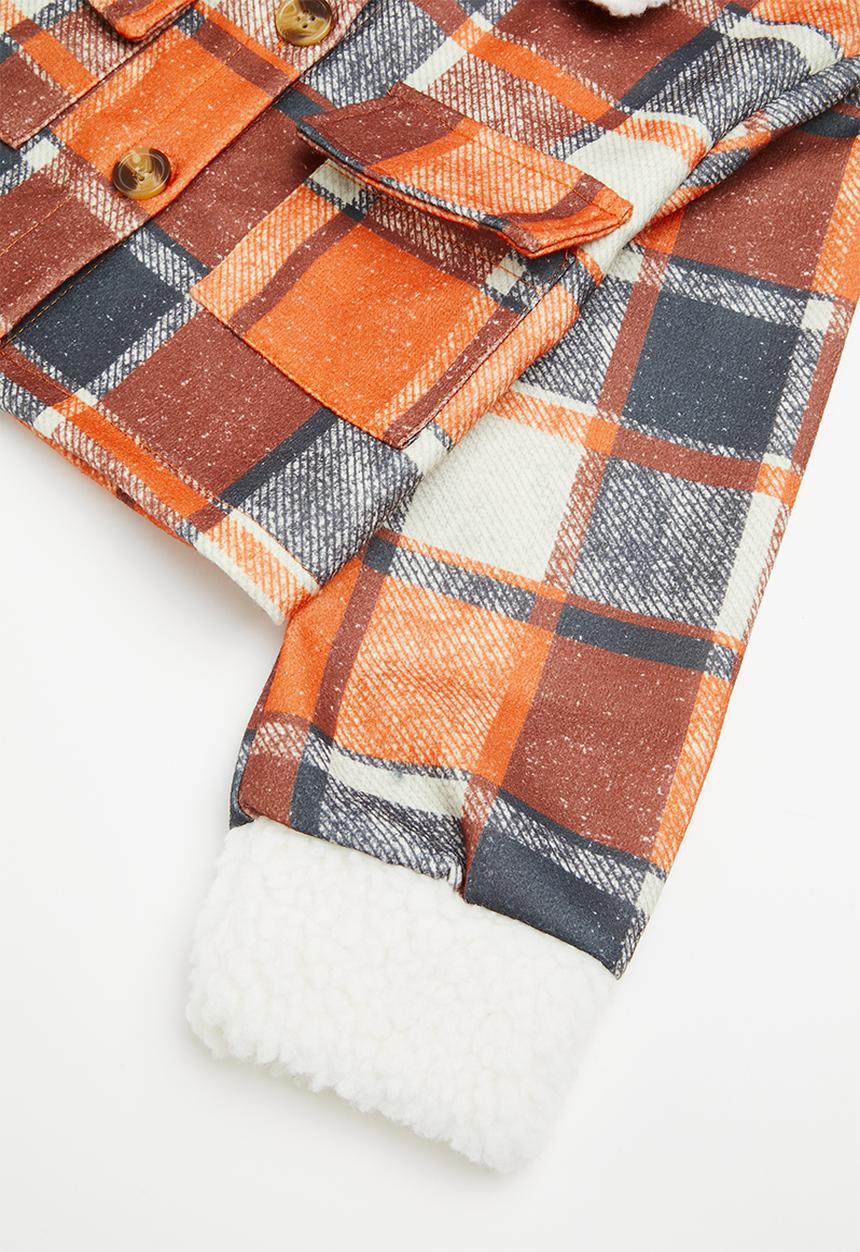 Pop Candy - Girls check cropped jacket - orange