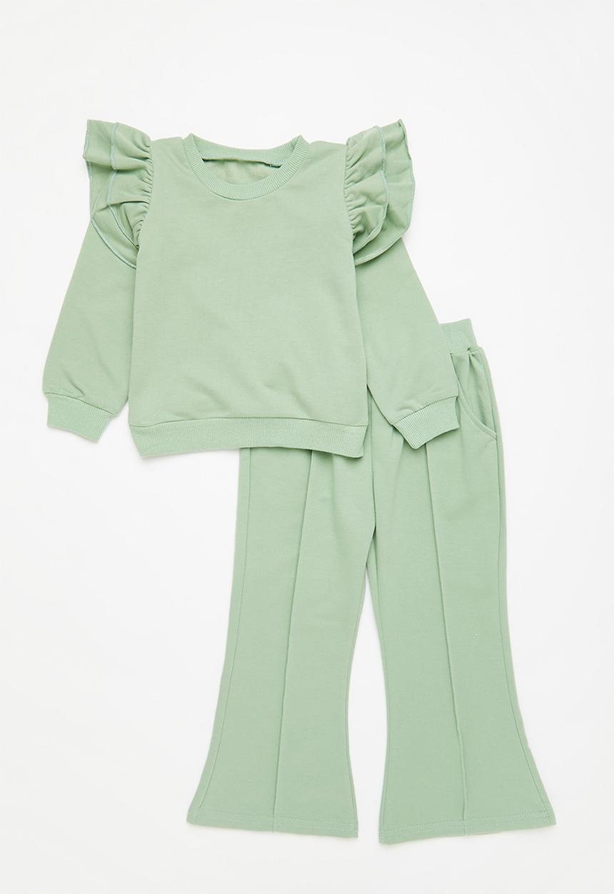 Pop Candy - Girls sweatshirt and pants set - sage