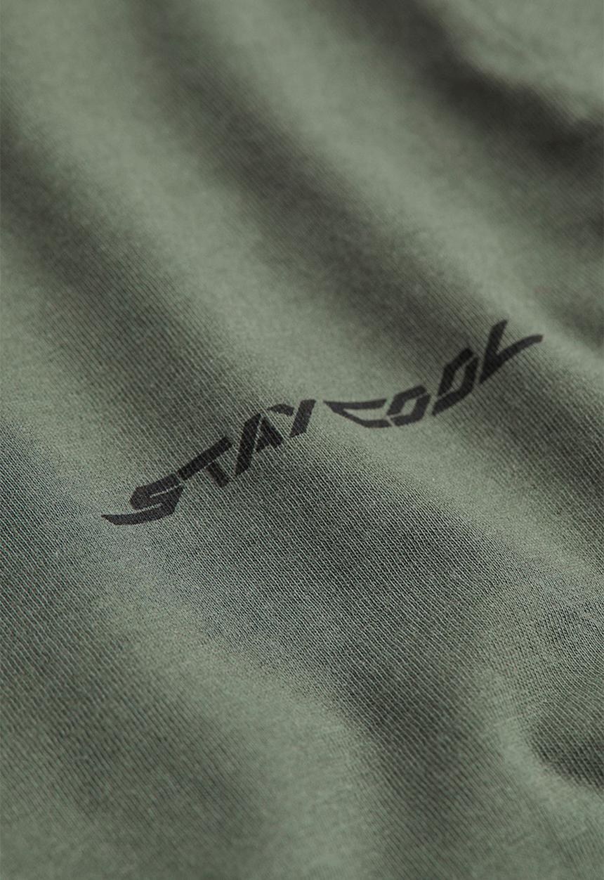 H&M - T-shirt - dark khaki green/stay cool