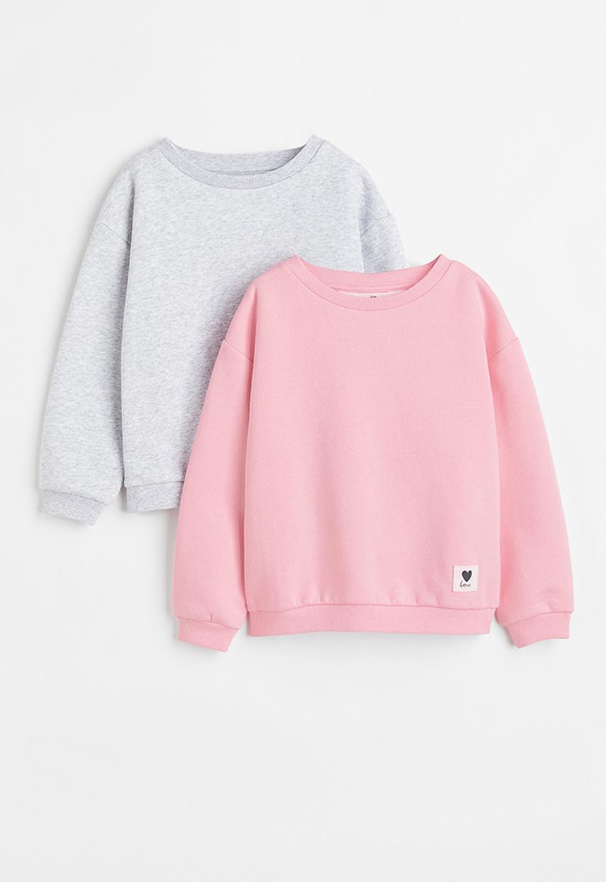 H&M - 2-Pack sweatshirts - light pink/light grey marl