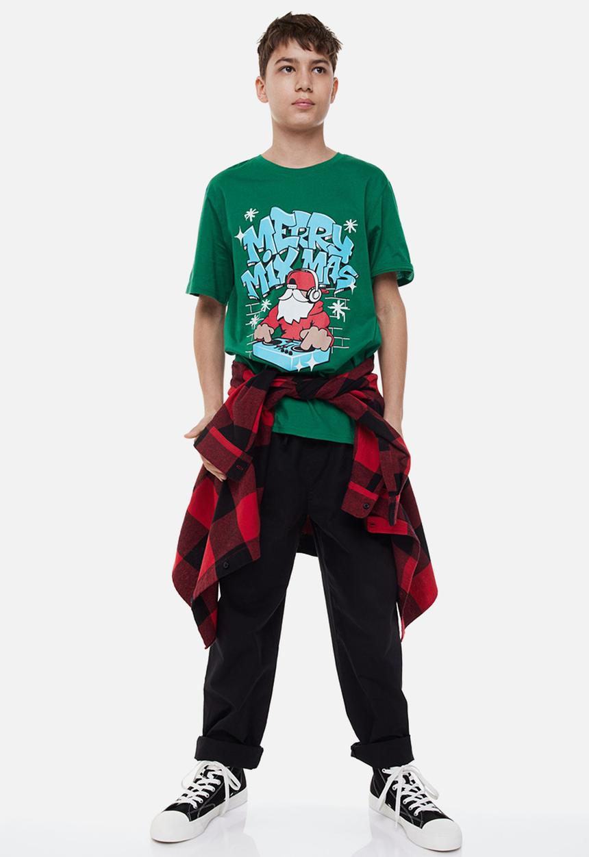 H&M - Cotton T-shirt - green/merry mixmas