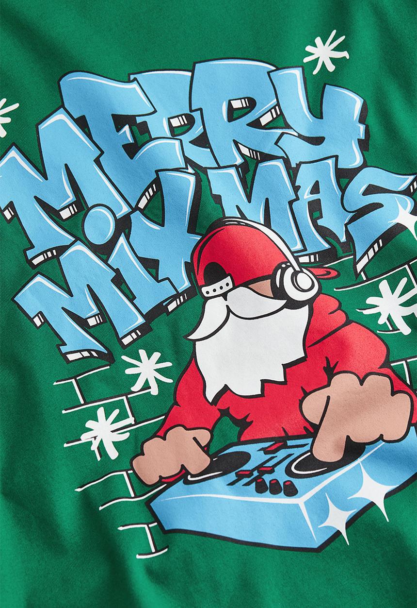 H&M - Cotton T-shirt - green/merry mixmas