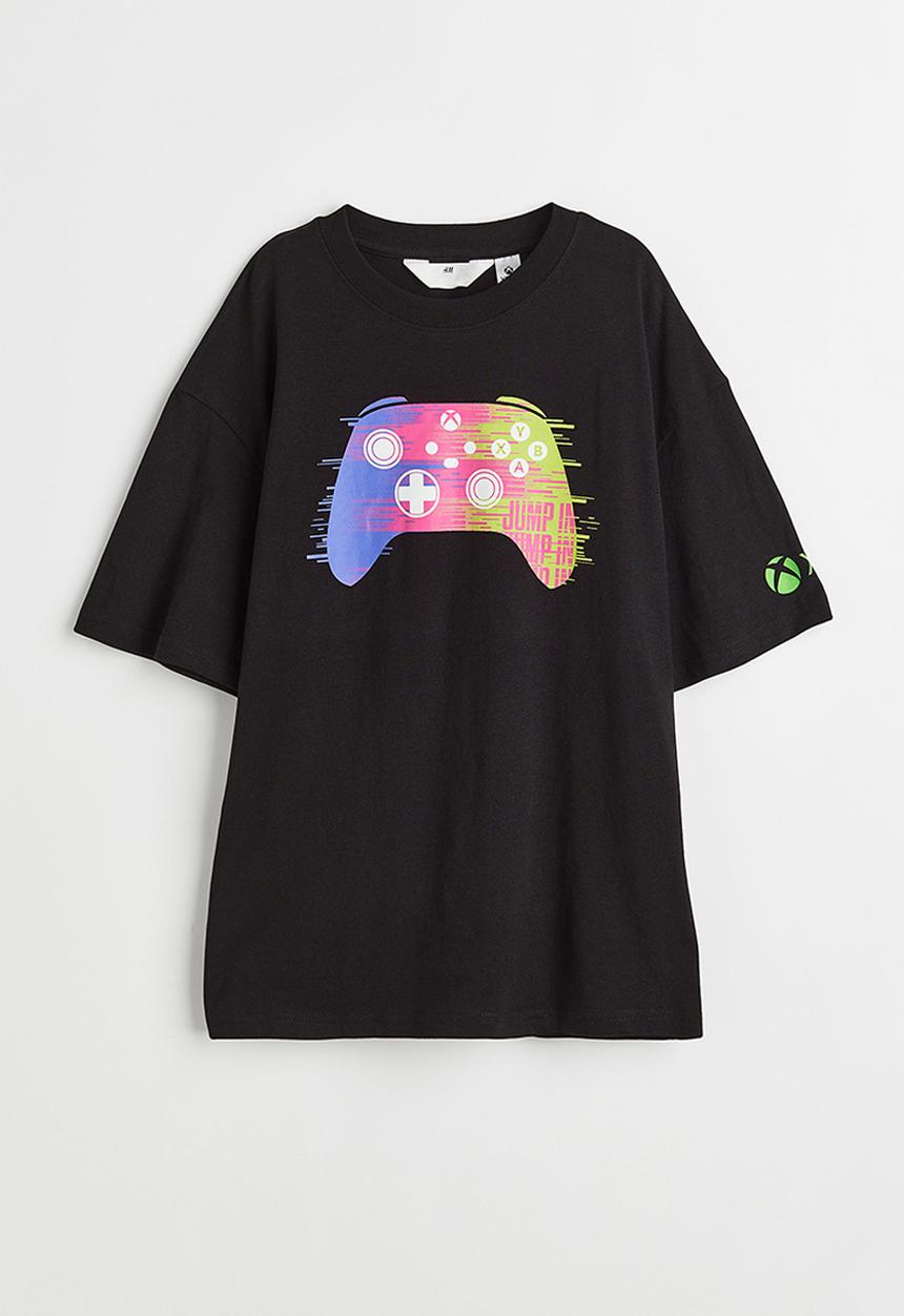 H&M - Oversized printed T-shirt - black/xbox