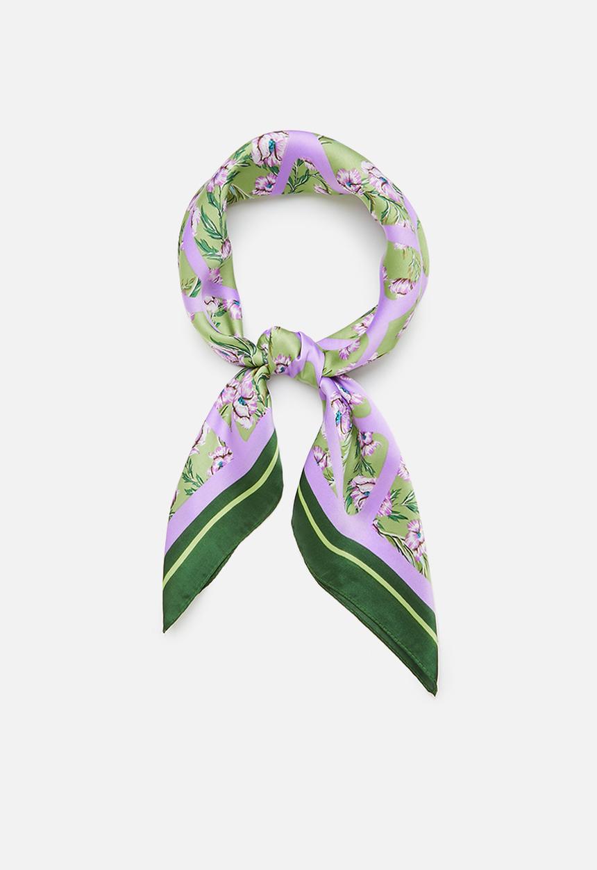 Superbalist - Floral printed neckerchief - green & purple