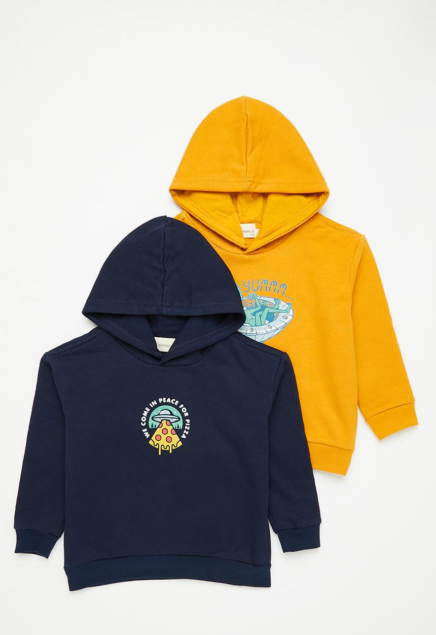 Superbalist - 2 Pack graphic hoodie - navy & mustard