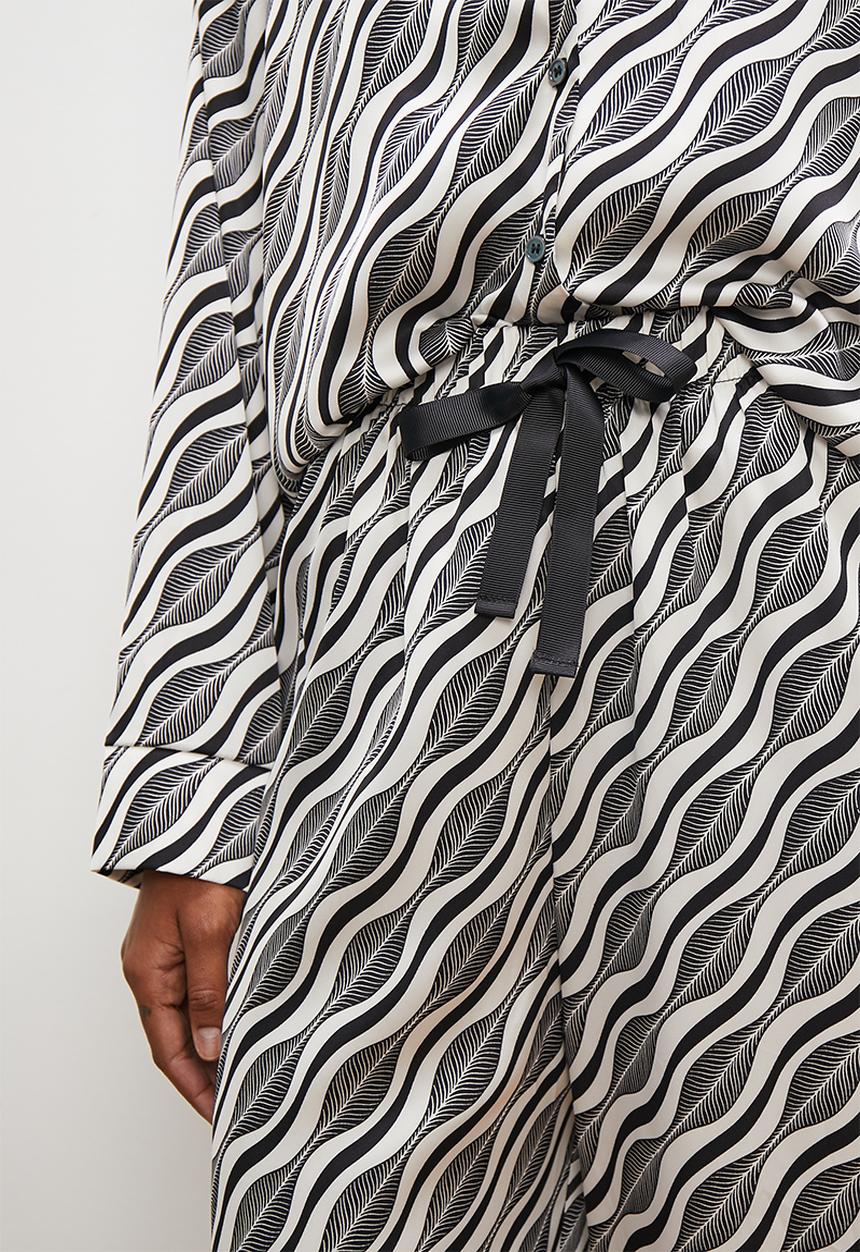 edit - Long sleeve sleep shirt & pant set - black & white