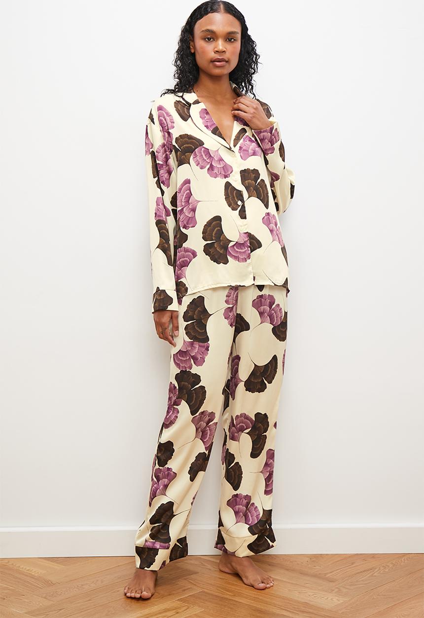 edit - Long sleeve sleep shirt & pant set - multi