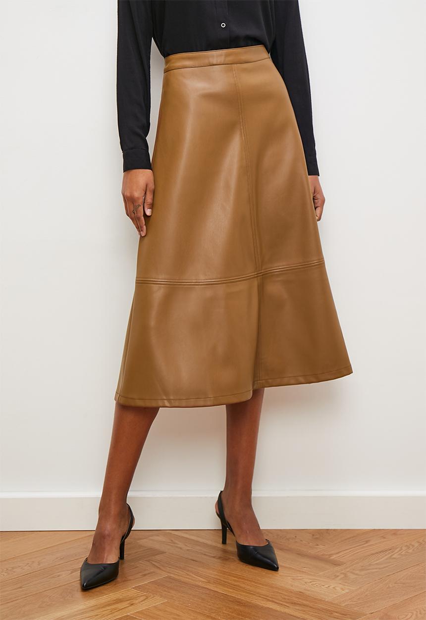 edit - Aline pu midi skirt - tan
