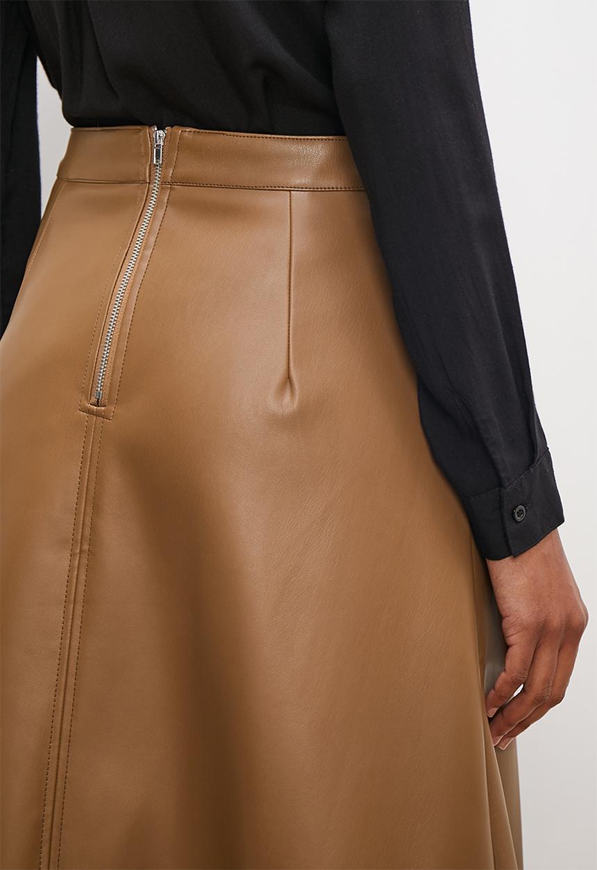 edit - Aline pu midi skirt - tan