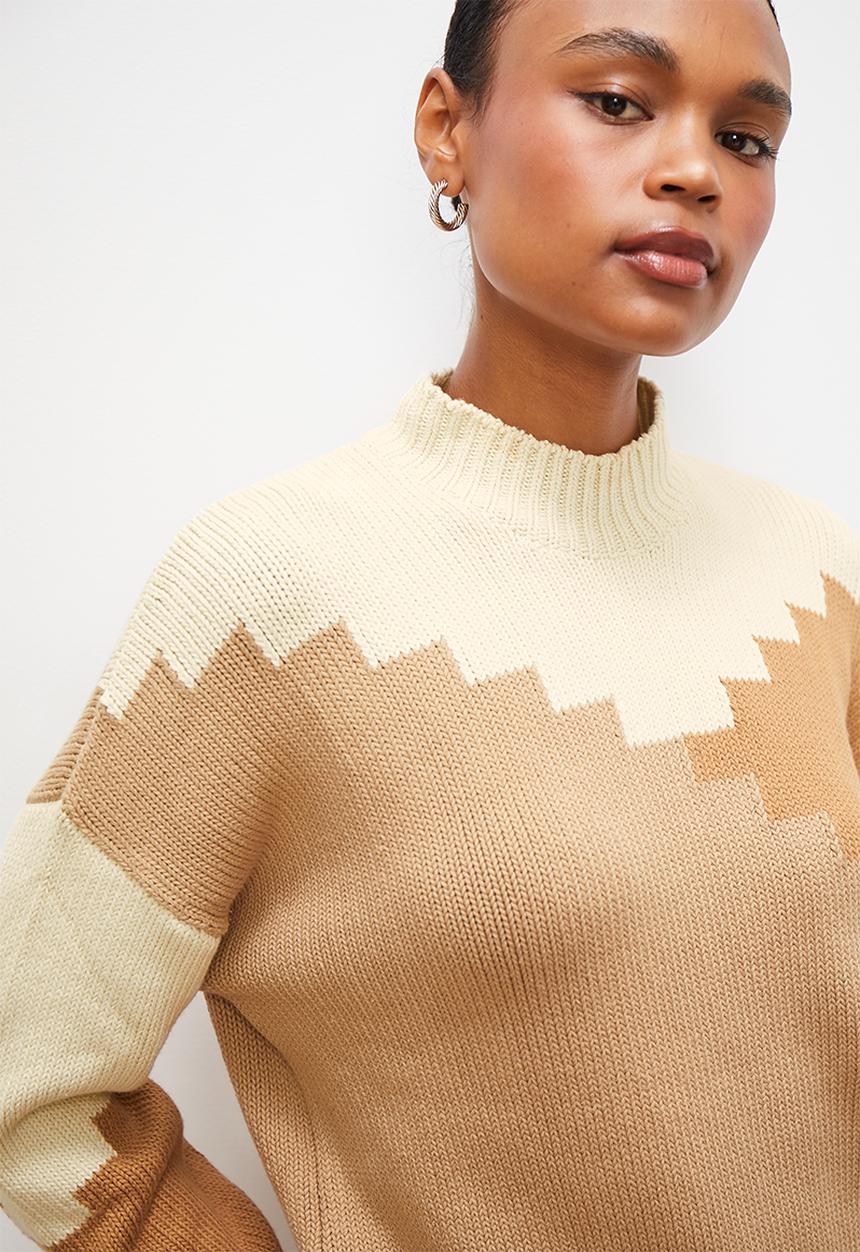 edit - Dolman col block jumper - neutrals