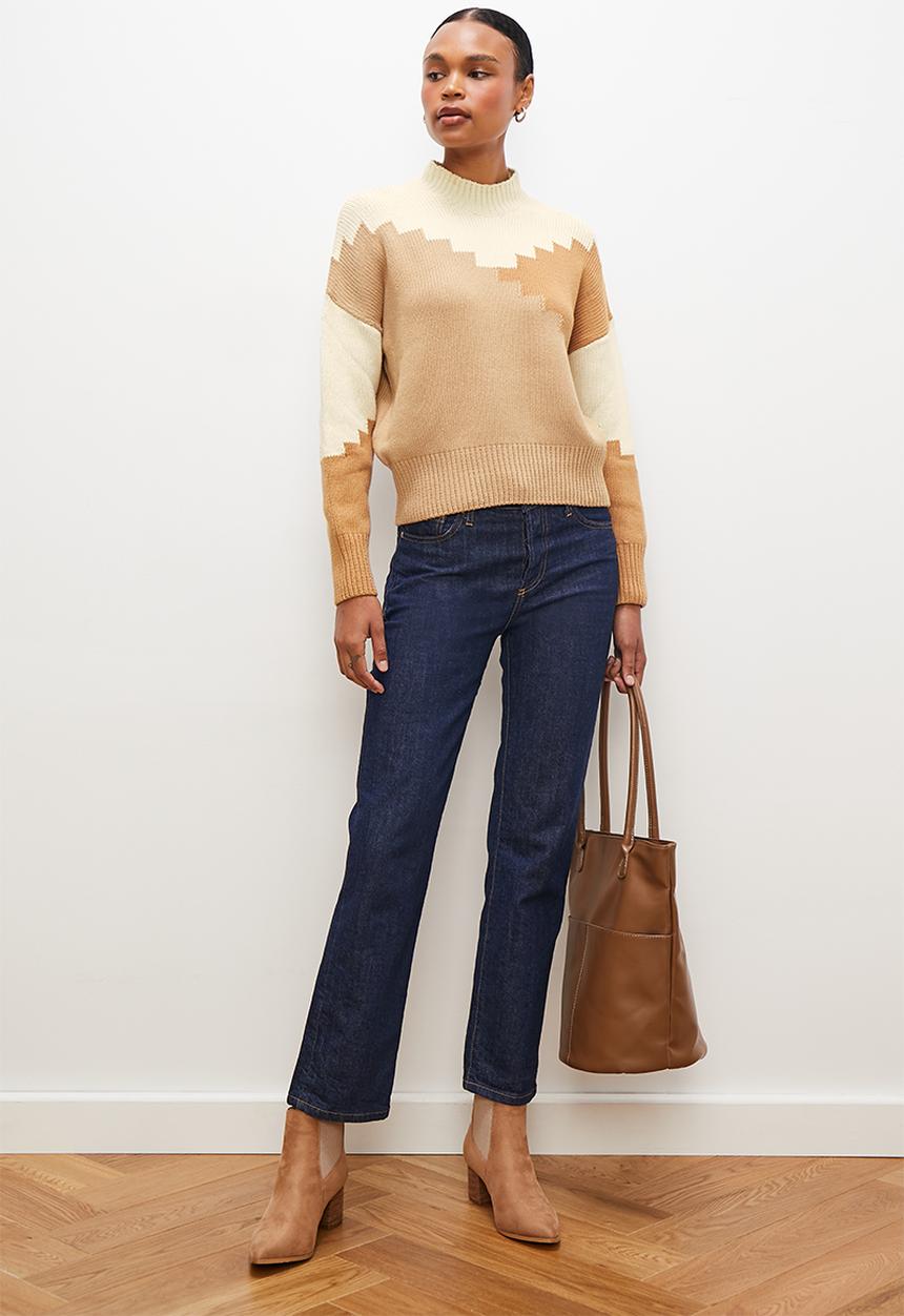 edit - Dolman col block jumper - neutrals