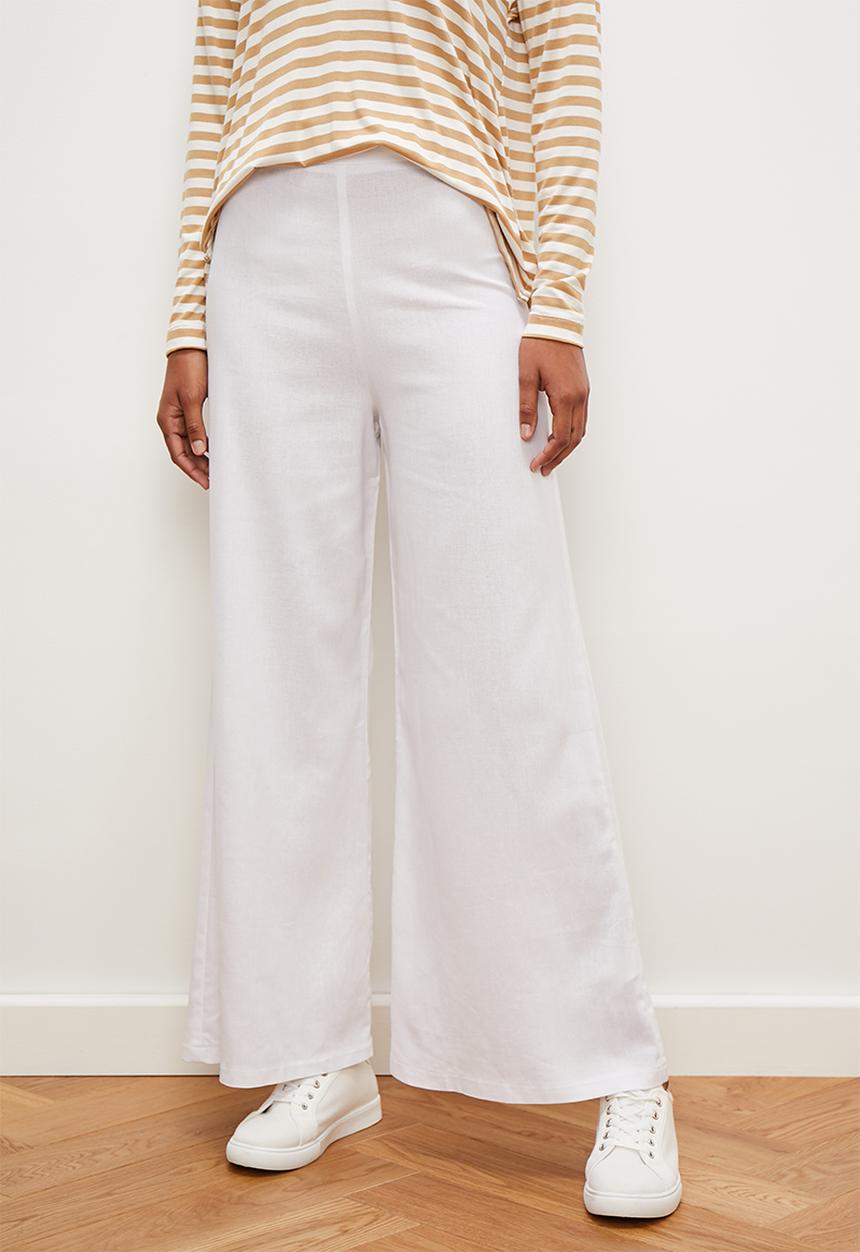 edit - Viscose linen wide leg pant - milk