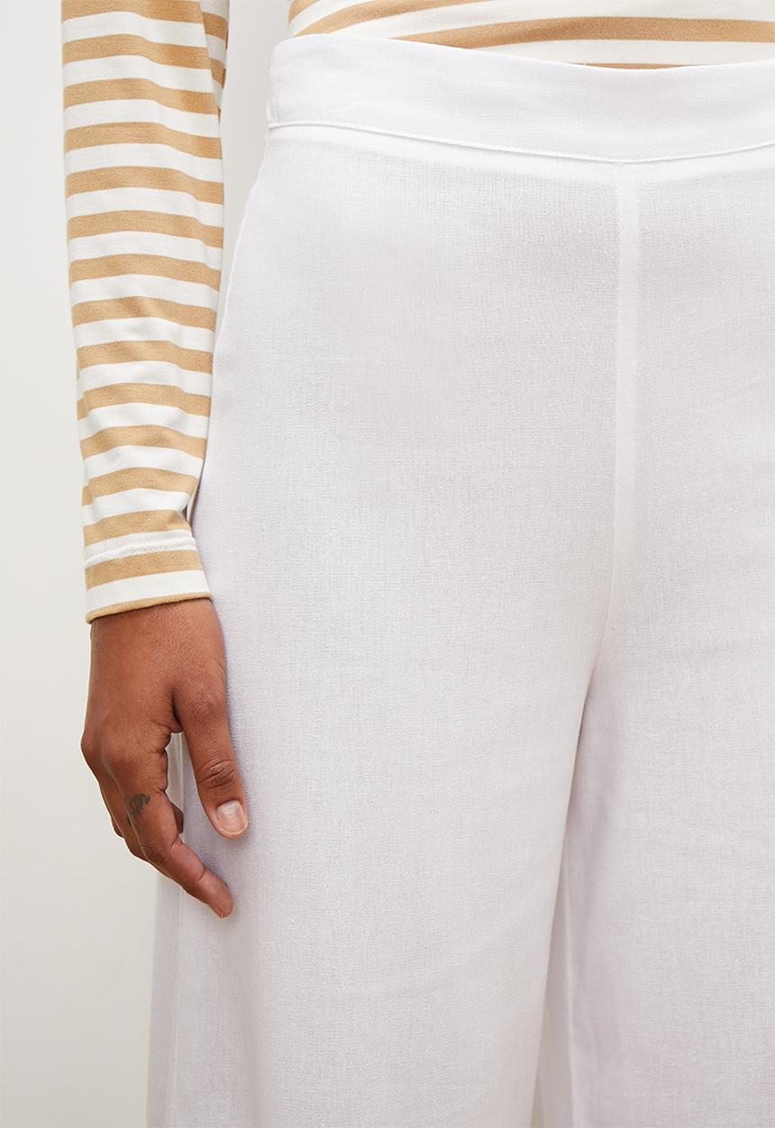 edit - Viscose linen wide leg pant - milk