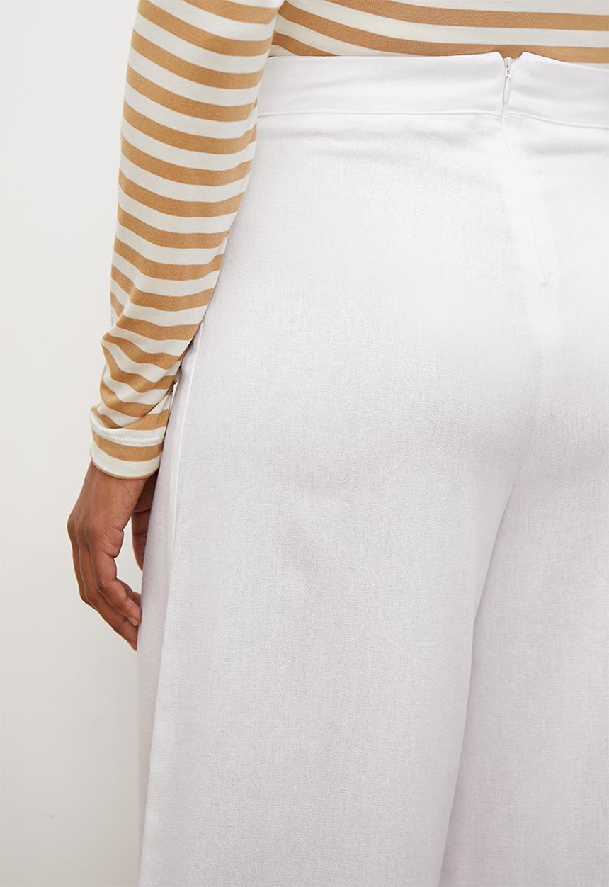 edit - Viscose linen wide leg pant - milk