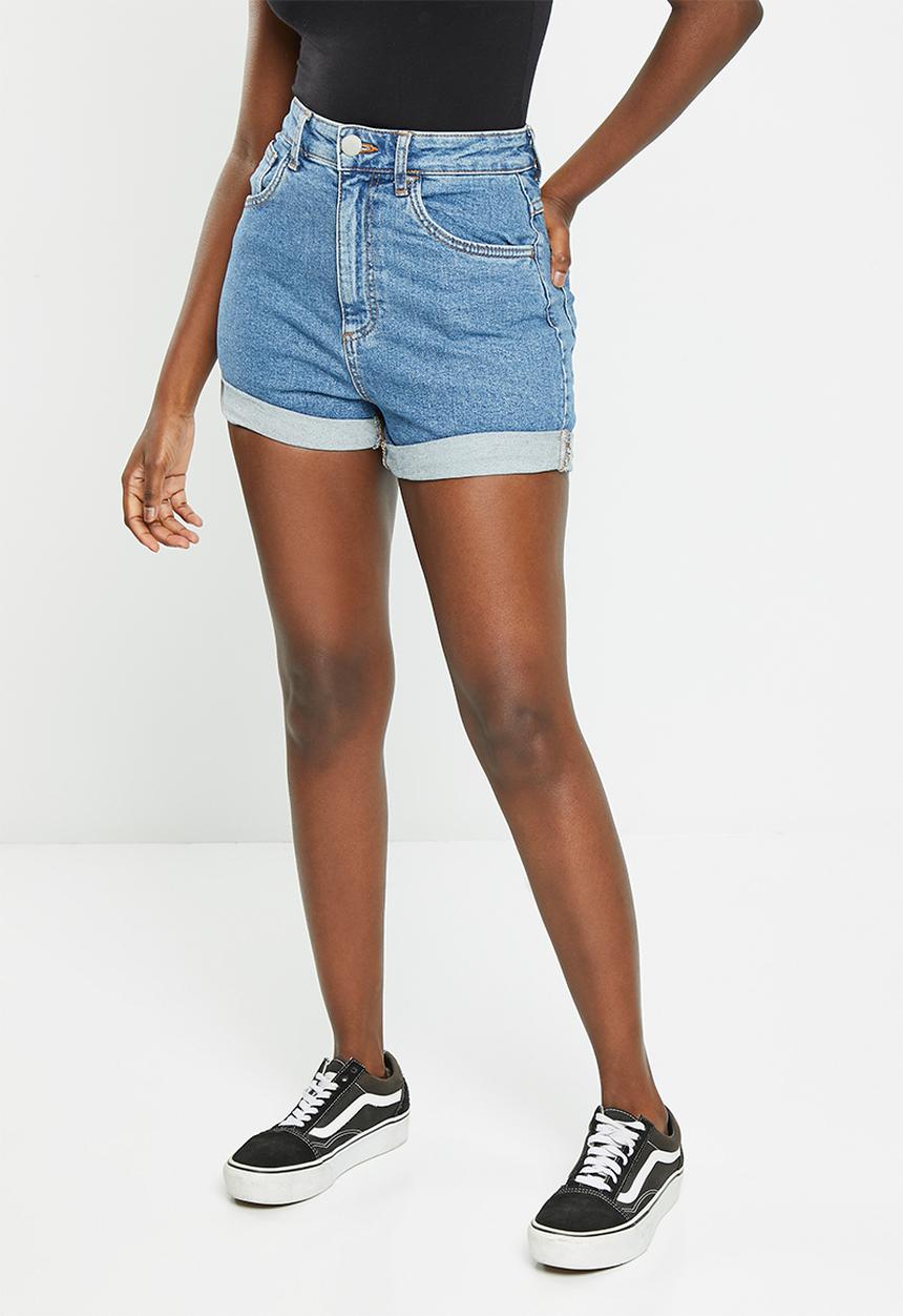 Cotton On - High rise classic stretch denim short - offshore blue