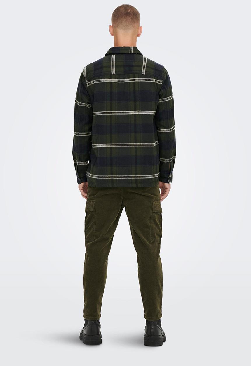 Only & Sons - Onsash ovr check long sleeve shirt - dark olive
