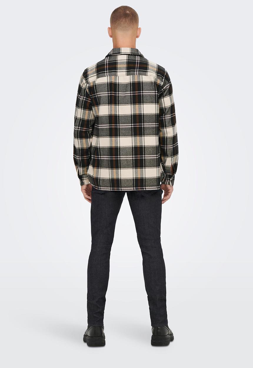Only & Sons - Onsash ovr check long sleeve shirt - grey & cream
