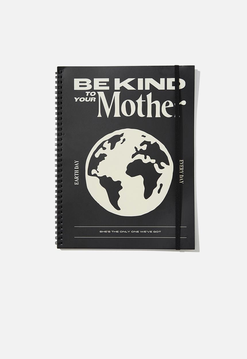 Typo - A4 spinout notebook - be kind mother earth black