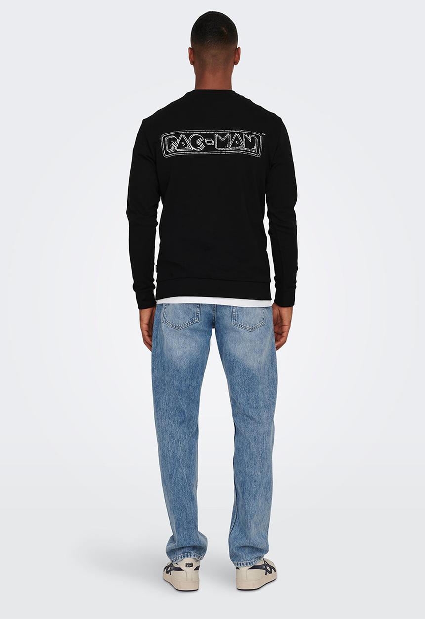 Only & Sons - Pacman reg crew neck sweat - black