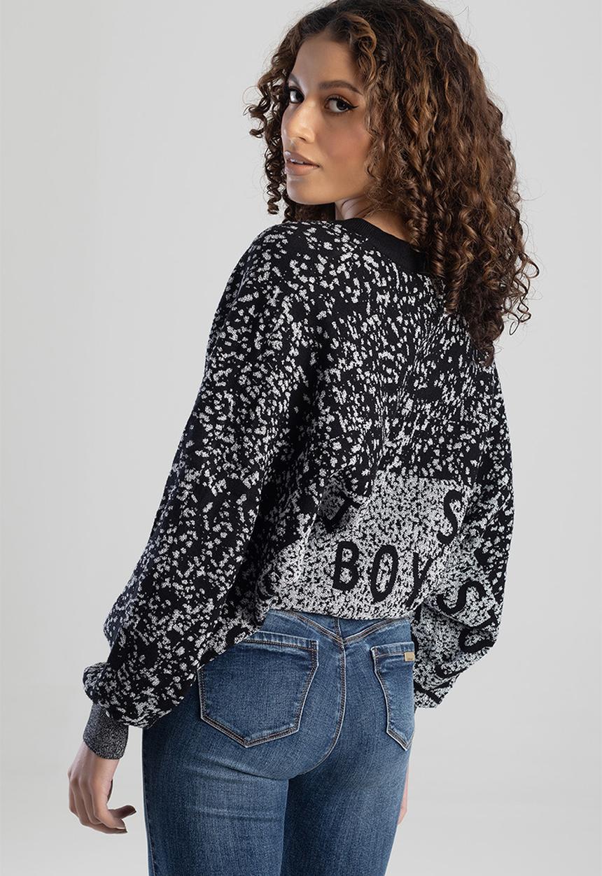 SISSY BOY - Everleigh knitted sweater with batwing sleeve - black/grey