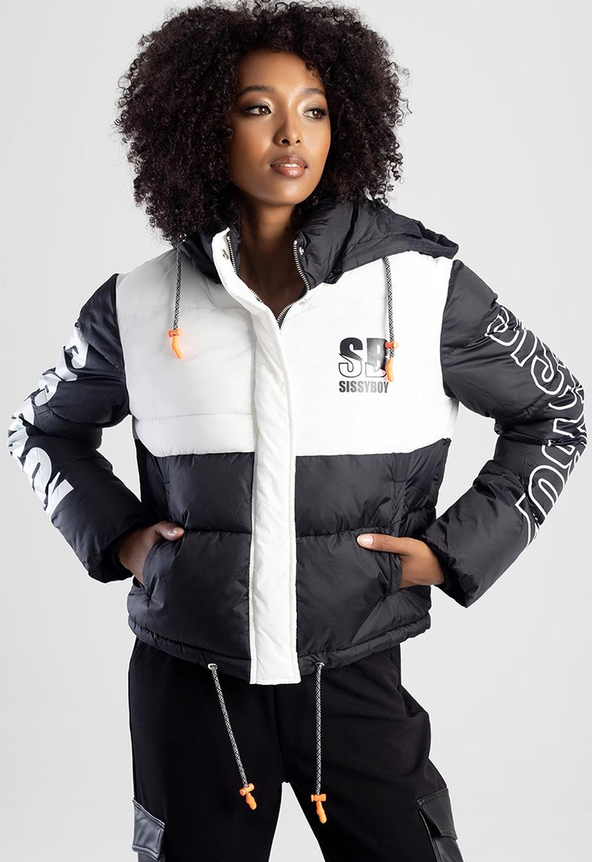 SISSY BOY - Pasco: Sporty contrast puffer jacket - black/white