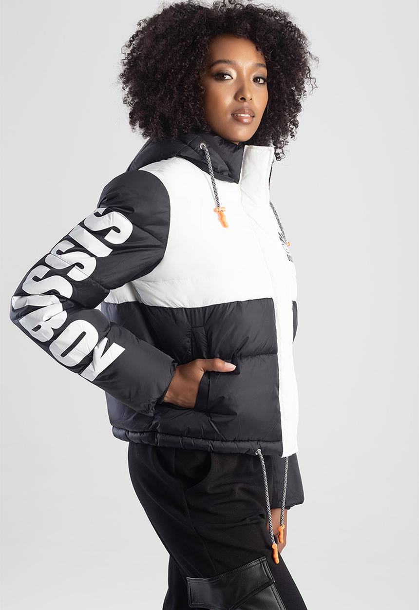 SISSY BOY - Pasco: Sporty contrast puffer jacket - black/white