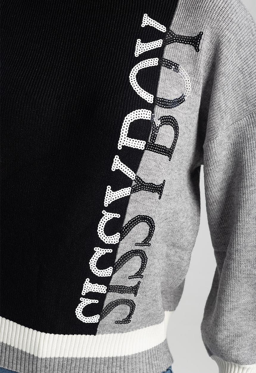 SISSY BOY - Offense loose knitted sweater - black & grey