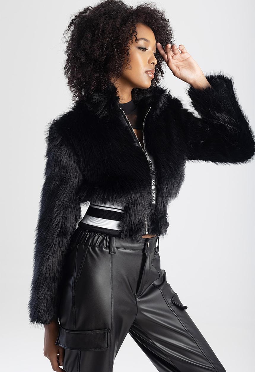 SISSY BOY - Gillian sporty faux fur jacket - black