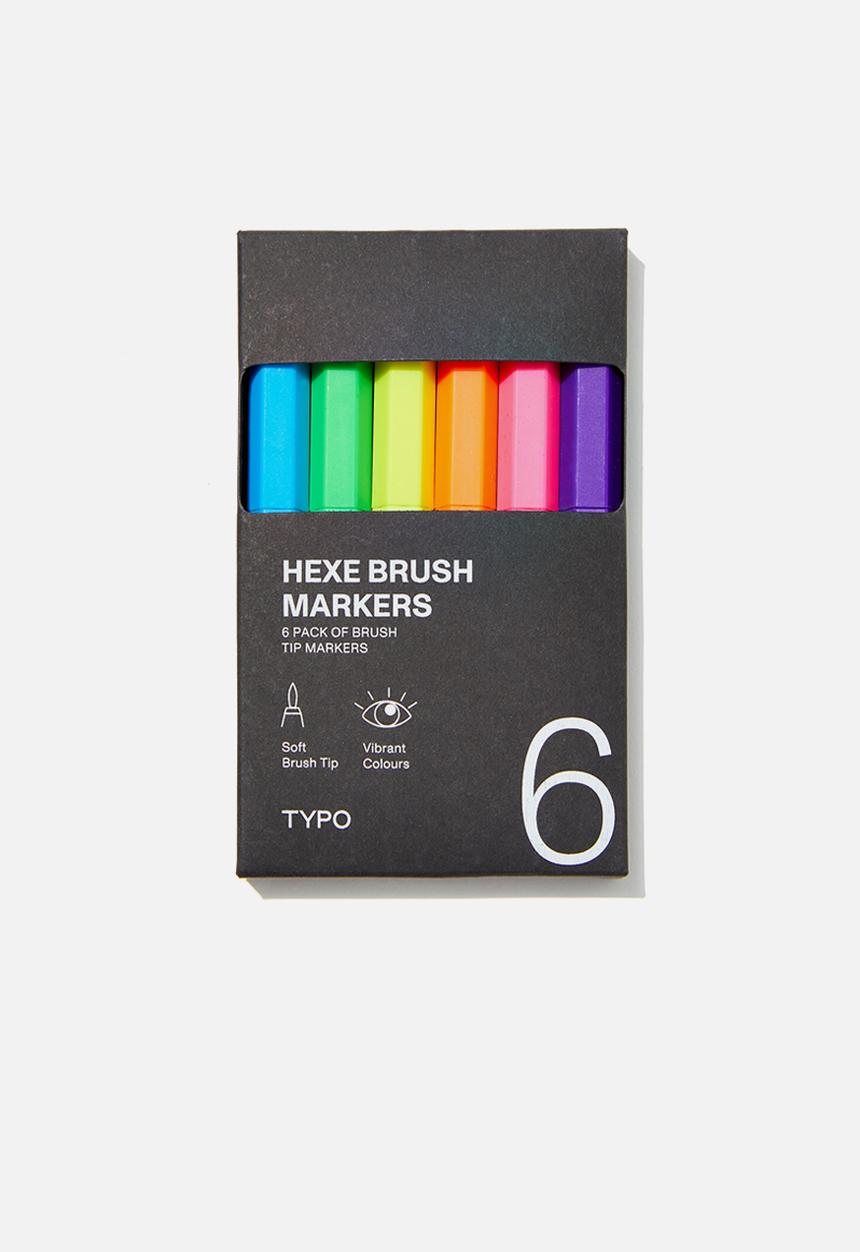 Typo - Hexe brush markers 6 pack -multi neon
