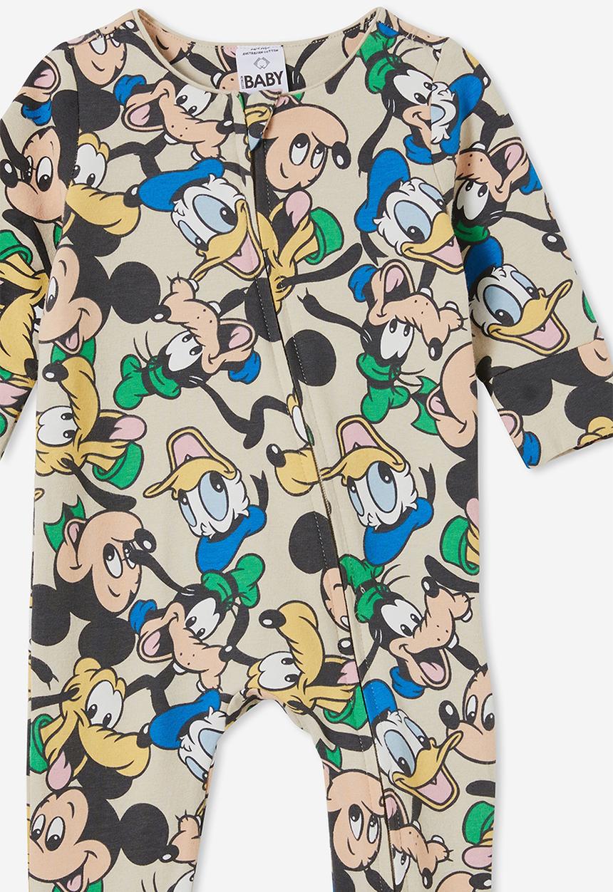 Cotton On - The long sleeve zip romper- lcn - lcn dis rainy day/mickey and mates