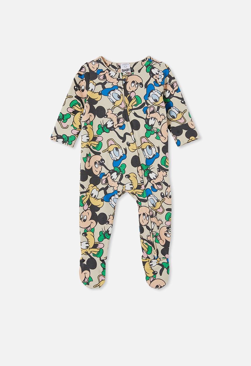 Cotton On - The long sleeve zip romper- lcn - lcn dis rainy day/mickey and mates