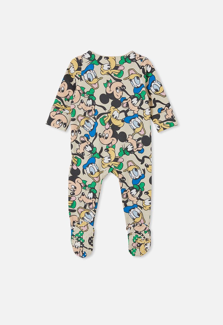 Cotton On - The long sleeve zip romper- lcn - lcn dis rainy day/mickey and mates