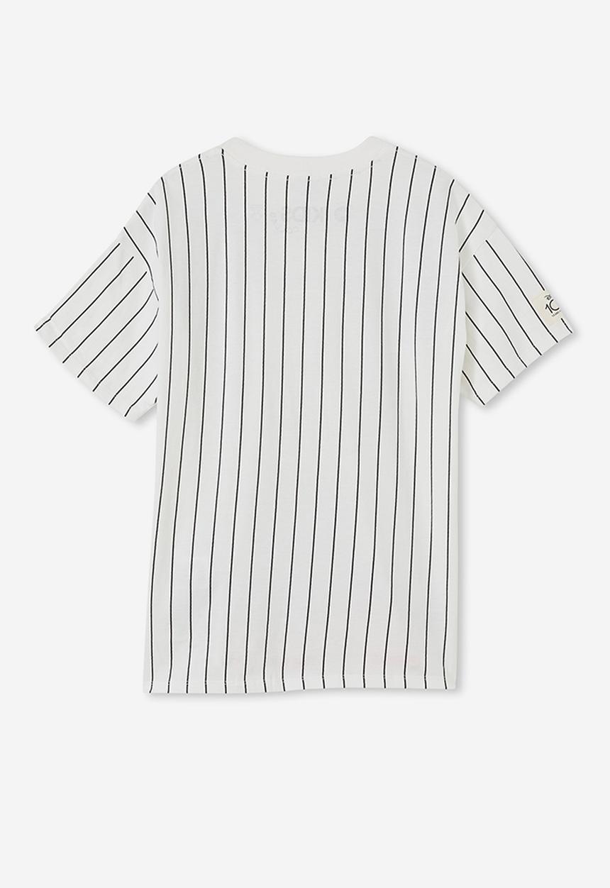 Cotton On - license quinn short sleeve tee - lcn dis vanilla stripe/mickey