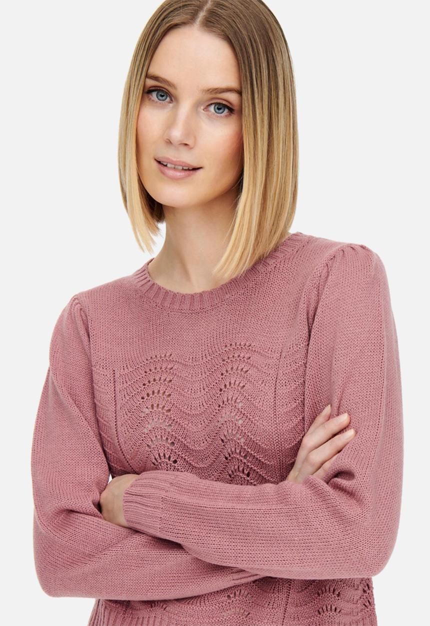 Jacqueline de Yong - Milo long sleeve structure pullover - mesa rose