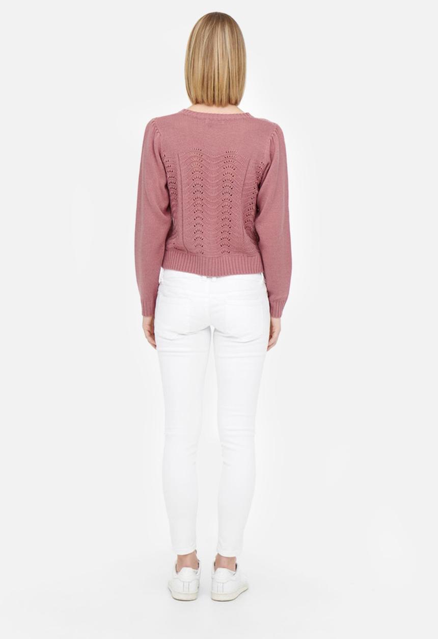Jacqueline de Yong - Milo long sleeve structure pullover - mesa rose