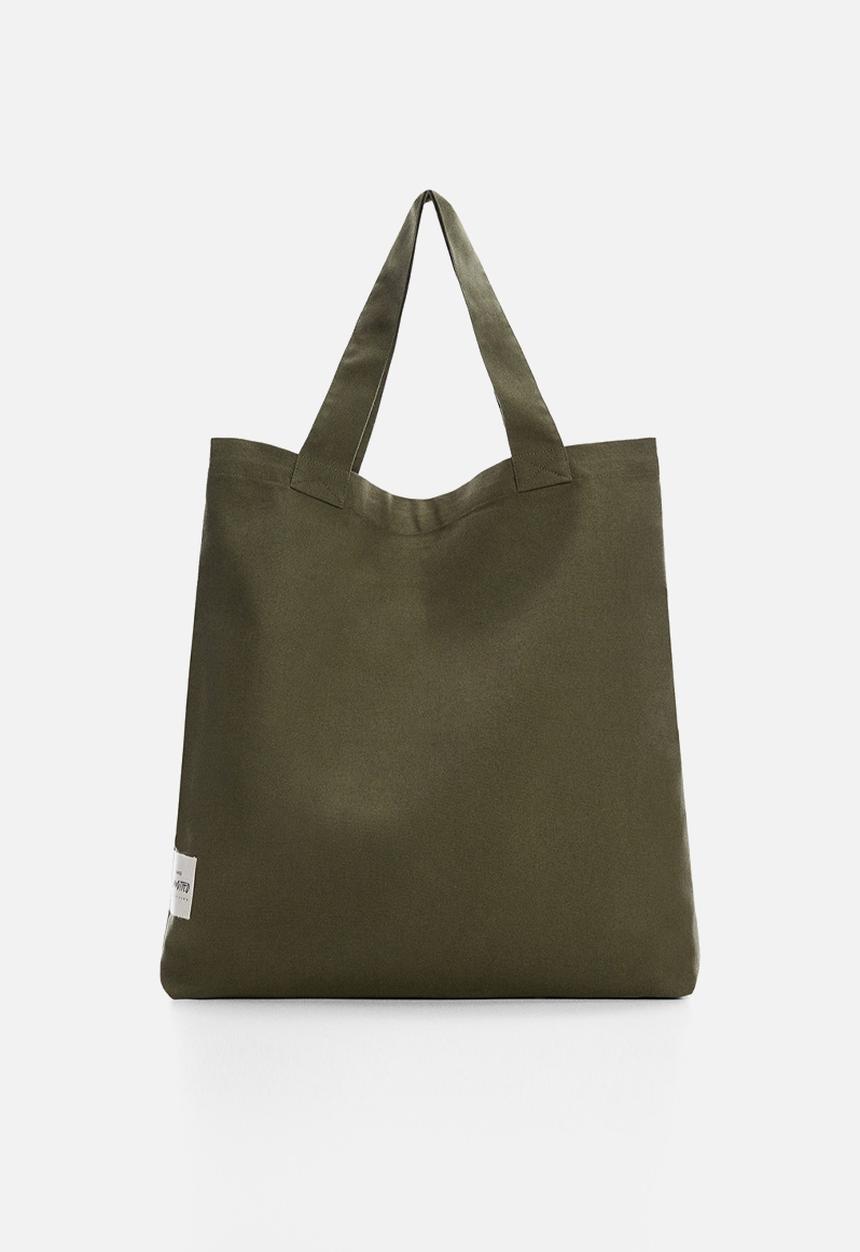 MANGO - Cotton canvas bag - khaki