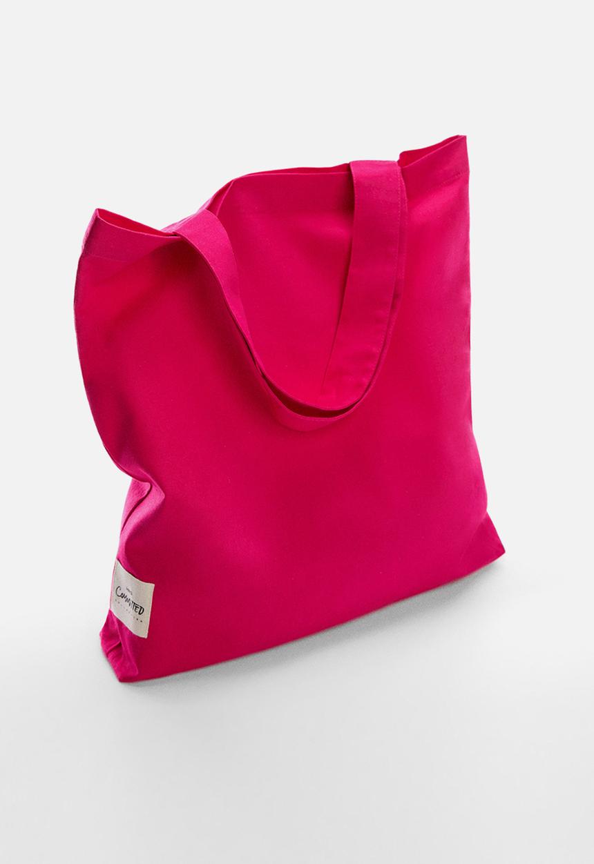MANGO - Cotton canvas bag - fuchsia