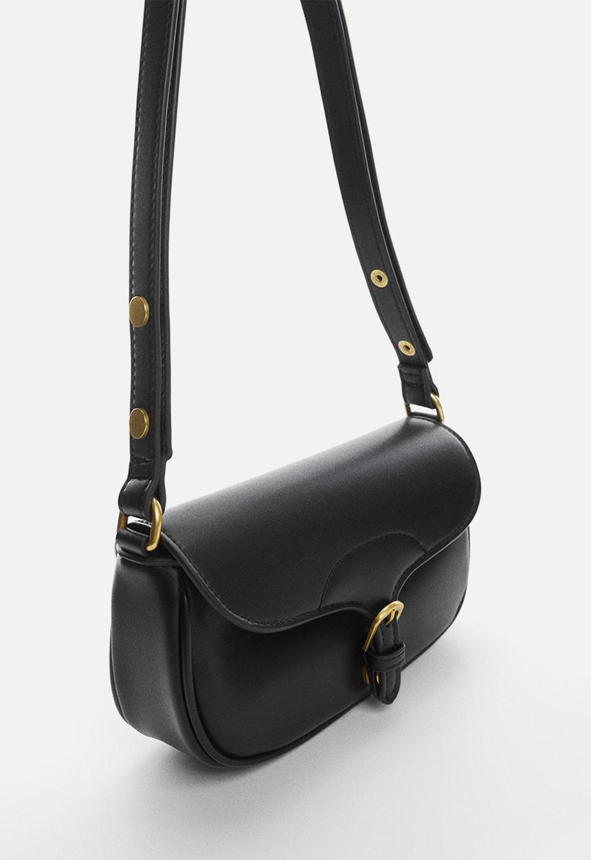 MANGO - Buckle cross-body bag - black