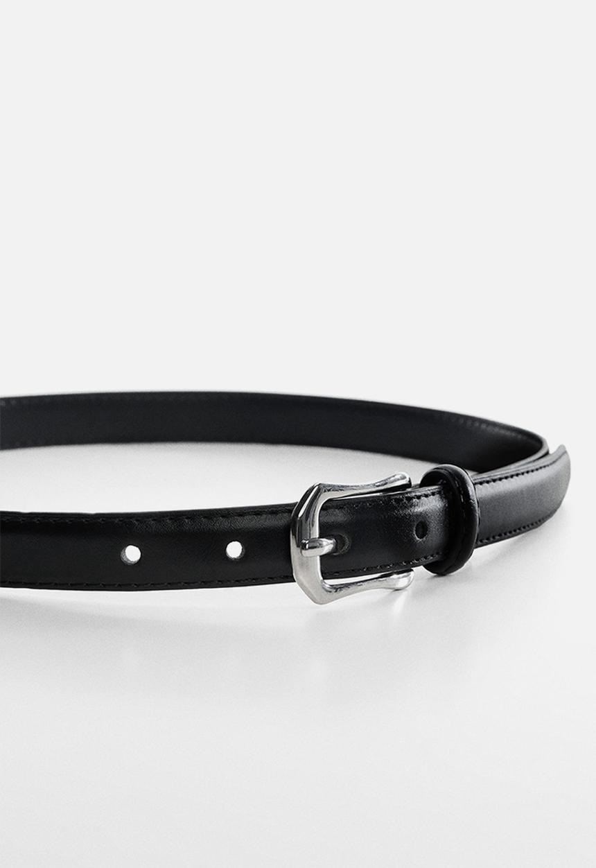 MANGO - Rectangular buckle belt - black