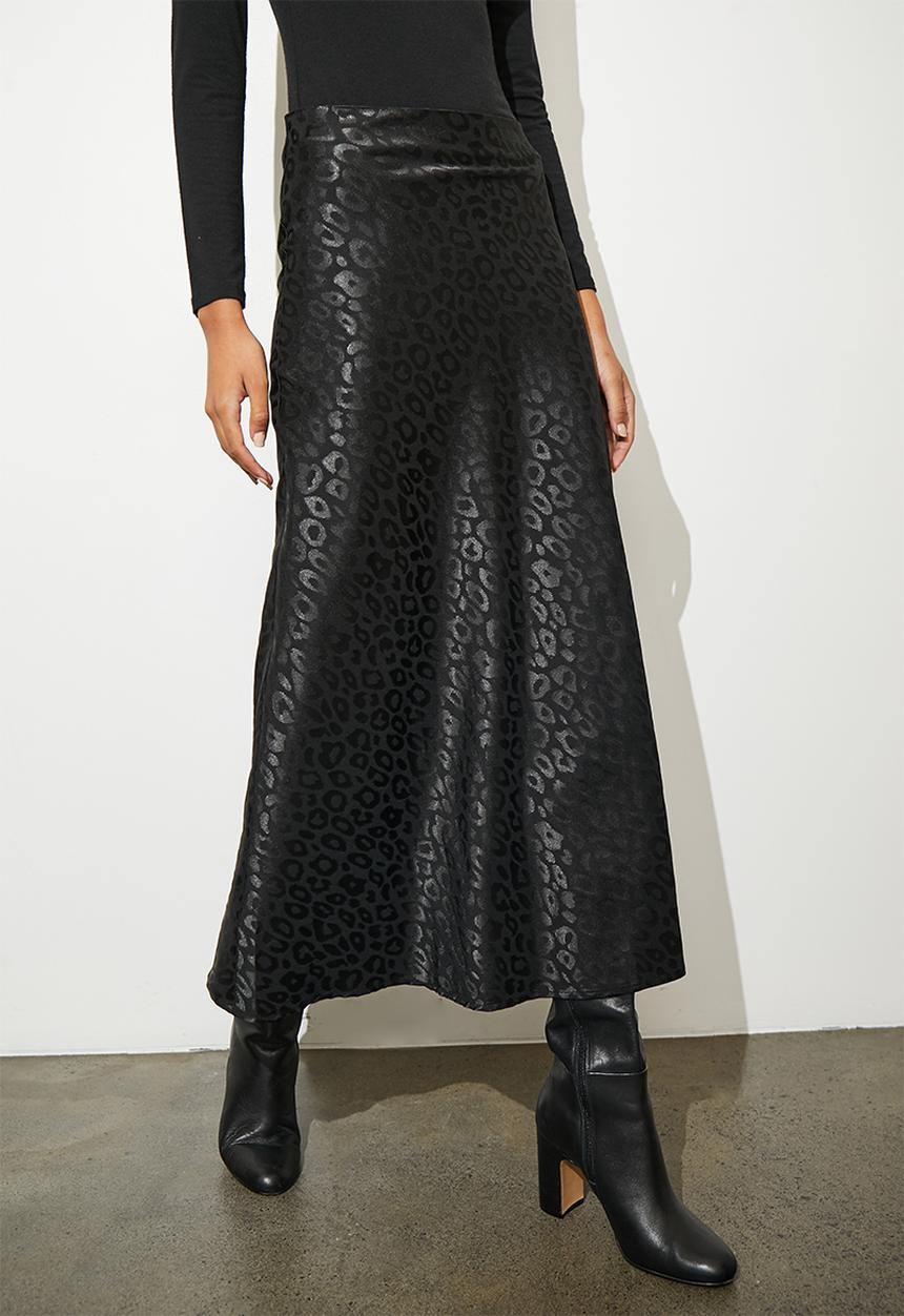 Superbalist - Long midi slip skirt - black jaquard print