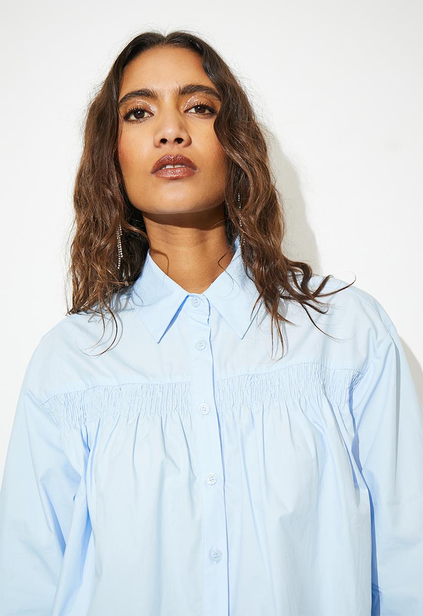 Superbalist - Oversized shirred shirt - blue