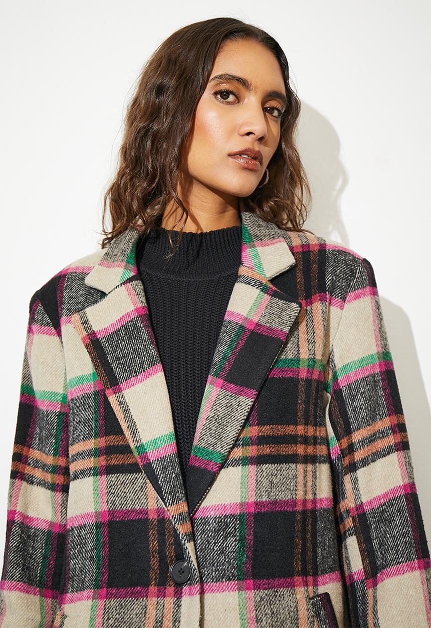 Superbalist - Colour check coat - pink check