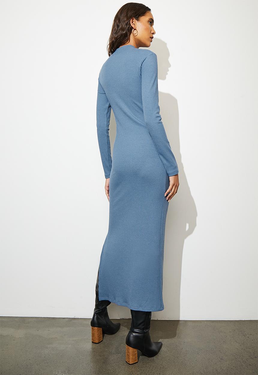 Superbalist - Basic rib midi dress - blue