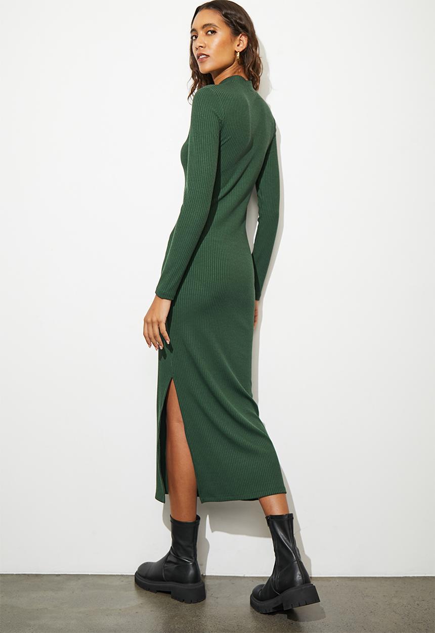 Superbalist - Basic rib midi dress - green